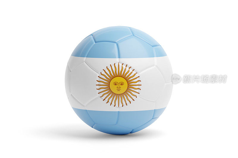 带有阿根廷国旗颜色的足球。3 d演示。